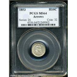 1853 H10C MS64 Arrows PCGS.