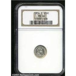 1854-O H10C Arrows MS64 NGC.