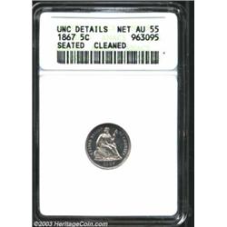 1867 H10C --Cleaned--ANACS. Unc Details, Net AU55.