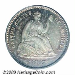 1867 H10C PR67 PCGS.