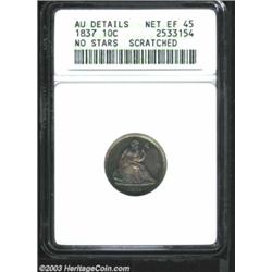 1837 10C Large Date--Scratched--ANACS. AU Details, Net XF45.
