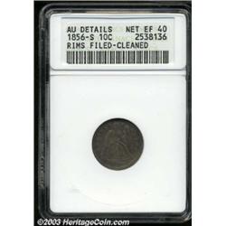 1856-S 10C --Rims Filed, Cleaned--ANACS. AU Details, Net XF40.