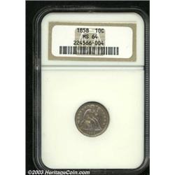 1858 10C MS64 NGC.