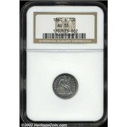1860-S 10C AU55 NGC.