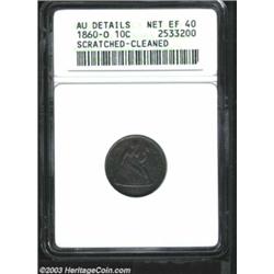 1860-O 10C --Scratched, Cleaned--ANACS. AU Details, Net XF40.