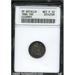 1866 10C --Cleaned--ANACS. VF Details, Net Fine 12.