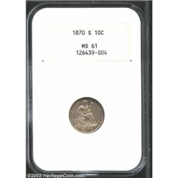 1870-S 10C MS61 NGC.