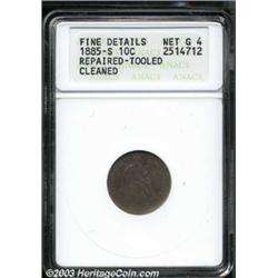 1885-S 10C --Repaired, Tooled, Cleaned--ANACS. Fine Details, Net Good 4.