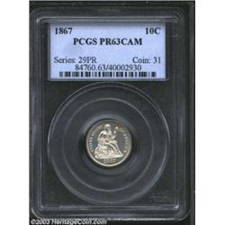 1867 10C PR63 Cameo PCGS.