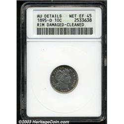 1895-O 10C --Rim Damaged, Cleaned--ANACS. AU Details, Net XF45.