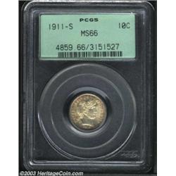 1911-S 10C MS66 PCGS.