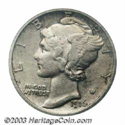 1916-D 10C XF45 PCGS.