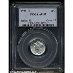 1921-D 10C AU55 PCGS.