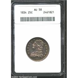 1834 25C AU58 ANACS.