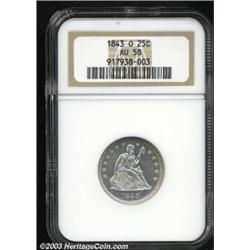 1843-O 25C AU58 NGC.