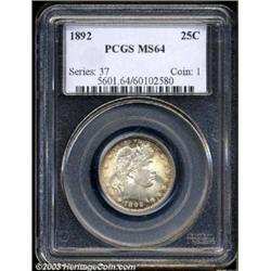 1892 25C MS64 PCGS.