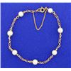 Image 1 : Cultured Pearl & Gold Link Bracelet