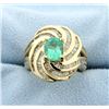 Image 1 : Emerald & Diamond 14k Yellow Gold Ring