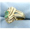 Image 2 : Emerald & Diamond 14k Yellow Gold Ring