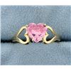 Image 1 : Pink Heart 14k Yellow Gold Ring