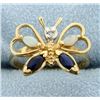 Image 1 : Diamond, Sapphire, and Opal Butterfly Ring