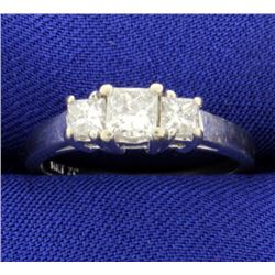 1ct Total Weight Three Stone Princess Cut Diamond Ring