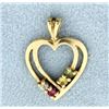 Image 1 : Heart Pendant with Multi-Color Gemstones