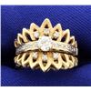 Image 1 : Antique Old Mine Cut Diamond Ring with Matching Diamond Jacket