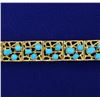 Image 2 : 18K Gold and Turquoise Bracelet