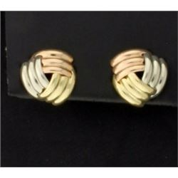 Italian Made Rose, White, & Yellow Gold Earrings