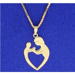 Mother & Child Pendant with Box Chain Necklace