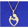 Image 1 : Mother & Child Pendant with Box Chain Necklace