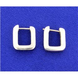 "U" Shaped White Gold Earrings