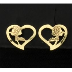 Heart with Rose Earrings