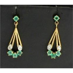 Emerald & Diamond Dangle Earrings