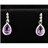 Image 1 : Amethyst & Diamond Dangle Earrings