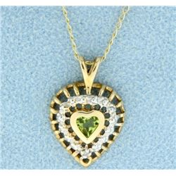 Peridot & Diamond Heart Necklace