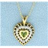 Image 1 : Peridot & Diamond Heart Necklace