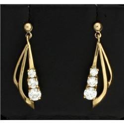 9K Gold & CZ Dangle Earrings