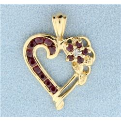 Ruby & Diamond Heart Pendant