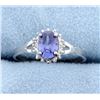 Image 1 : Sterling silver ring with lab Tanzanite & Diamonds