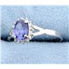 Image 2 : Sterling silver ring with lab Tanzanite & Diamonds