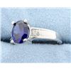 Image 2 : Sterling silver ring with lab Tanzanite & Diamonds