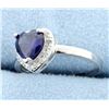 Image 2 : Sterling silver ring with lab Tanzanite & Diamonds