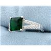 Image 2 : Sterling silver ring with Lab Emerald