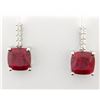 Image 1 : Sterling silver earrings with Lab Ruby