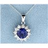 Image 1 : Sterling silver pendant with Lab Tanzanite