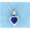 Image 1 : Sterling silver pendant with Lab Tanzanite