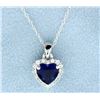 Image 1 : Sterling silver pendant with Lab Sapphire