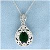 Image 1 : Sterling silver pendant with Lab Emerald